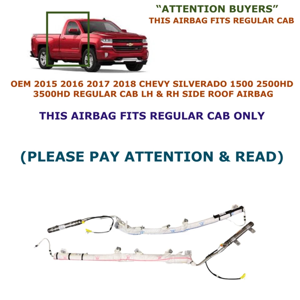Chevy Silverado 1500-3500HD 2015 16 17 2018 cabina regular techo izquierdo y derecho airbag Foto 1 de 4