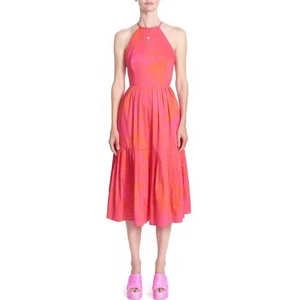 Corey Lynn Calter Chrisley Midi Dress Flamingo Pink 324CD425-C Medium M NEW NWT - Picture 1 of 4