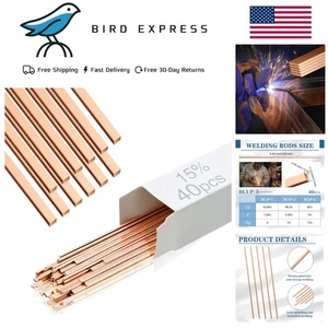Silver Brazing Rods 15% Silver 40 pcs for HVAC Refrigeration Copper Welding - Picture 1 of 8