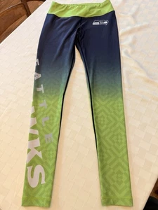 SEATTLE SEAHAWKS Legging Navy Blue Lime Green Logo Women S NFL TEAM APPAREL - Picture 1 of 16