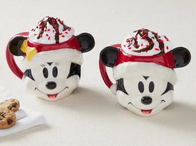 Pottery Barn Kids Санта Микки и Минни-Маус в форме кружки набор из 2 новый - Изображение 1 из 4