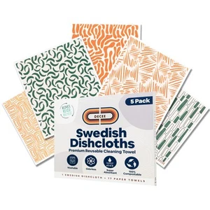 Strofinacci Svedesi per Cucina | Confezione da 5 Asciugamani di Carta Riutilizzabili | Lavabili | Sw... - Foto 1 di 7