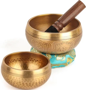 Tibetan Singing Bowls Set - Handmade Meditation Sound Bowls for Yoga (2-Pack) - Picture 1 of 12
