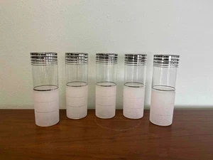 Vintage Frosted and Silver Ring Tumblers - Set of 5 - Picture 1 of 8