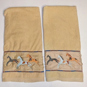 Pendleton Badetuch Southwest Pinto Pferd bestickt hellbraun - PAAR - Bild 1 von 12