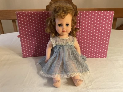 ВИНТАЖНЫЙ 1950-Х ИДЕАЛЬНЫЕ ИГРУШКИHONEYBUNCH КУКЛА, VP 17-2, СИНИЙ/ЗЕЛЕНЫЙ СОН ГЛАЗА, МЯГКАЯ - Изображение 1 из 4