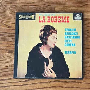 Puccini La Boheme London Stereo Blue Back WB OSA 1208 Box Serafin w/ Book EX - Picture 1 of 4