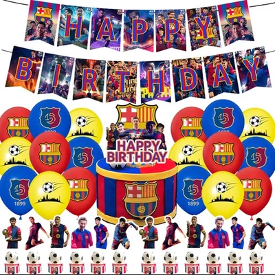 Football Club Barcelona FCB Theme Birthday Party Decor Banner Balloon Supplies