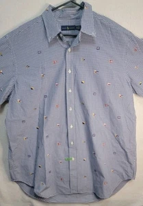 Ralph Lauren Hemd Herren XLT Maritim Flaggen blau/weiß kariert Button Down - Bild 1 von 6