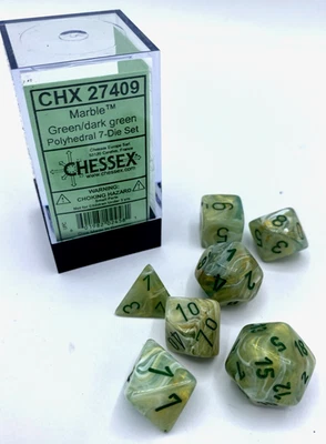 CHESSEX CHX 27409 Marble™ Polyhedral 7 Würfel SET Würfelset D4 D6 D8 D10 D12 D20