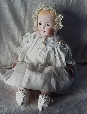 Cute  Happy 16"  Porcelain Baby  With Teeth  Unmarked - Image 1 of 4