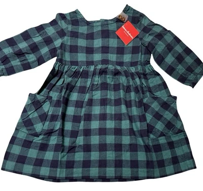 HANNA ANDERSSON Green Plaid Skater Dress With Pockets Girls Size 120/ US 6-7 NWT - Image 1 of 4