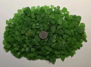 GENUINE SURF TUMBLED SEA GLASS FROM PUERTO RICO / 1.1+ LB GREEN #3 - Picture 1 of 2