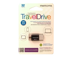 Memorex Dual Express TravelDrive 32GB USB 3.0 for Android 4.1 Devices and Higher - Picture 1 of 4