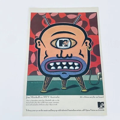 Vintage MTV Poster Jim Mitchell Mambo Artist Original Art 1990s Rare Print Ad - image 1 of 4