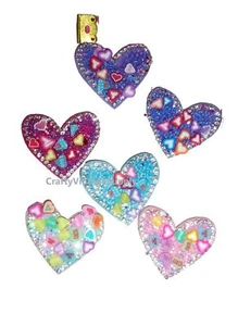 20pcs rhinestone glitter felt heart puffy patches sew on appliques craft - Picture 1 of 2