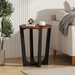 ACACIA SOLID WOOD SIDE TABLE,BROWN & BLACK COLOR for Indoor and Outdoor - Picture 1 of 13