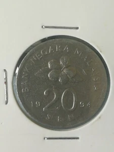 1994 Malaysia 20 cents sen Keydate Coin good used condition - Picture 1 of 2