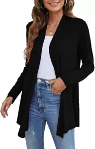 Women's Lightweight Open Front Cardigans Long Sleeve Drape Fall Cardigan S-XXL - Picture 1 of 8