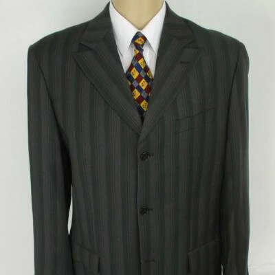Jaqueta masculina blazer 42 L (40 S) Ferrecci listra cinza 120's lã 3 Btn casaco esportivo - Imagem 1 de 4