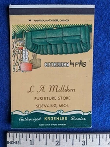 Vintage MILLIKEN Möbel SEBEWAING MICHIGAN KROEHLER Streichholzhülle Verkäufer Muster - Bild 1 von 2