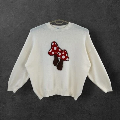 Rue 21 Plus Cream Knit Sweater Womans 4X Mushroom Design Long Sleeves - Image 1 of 4