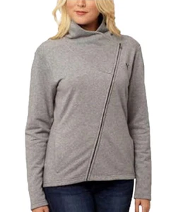 Chaqueta asimétrica French Terry con cremallera completa para mujer gris brezo mediano - Imagen 1 de 1