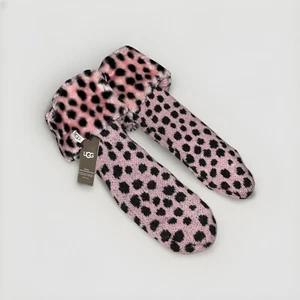 NEW Women's M/L Pink Scallop UGG Fleece Lined Rainboot Socks Shoe Size 9-12 - Picture 1 of 6