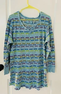 Vintage 90s Mickey Mouse Thermal Pajama Top 2XL Blue Walt Disney World - Picture 1 of 4