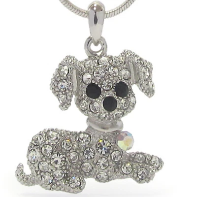 Collar colgante de cristal cachorro perro oro blanco Foto 1 de 4