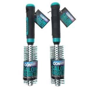 Conair Salon Results Lot 2 Brushes Small Blue Blow Dry Styling Round Rubber Grip - Picture 1 of 2