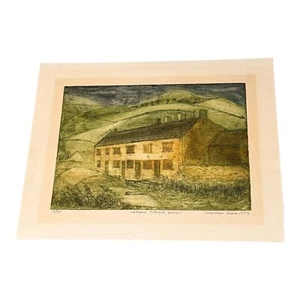 Arte grabado aguatinta firmado original Washpool Cottages Marianne Unwin 1973 - Imagen 1 de 7