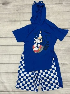 Sonic The Hedgehog Kids Hoodie & Shorts White Blue Youth Boys XL 18-20 Set - Picture 1 of 3