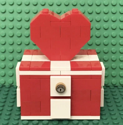 Lego Prebuilt Mini Red Heart Box / Valentine's Love Display Stand Gift - Image 1 of 4