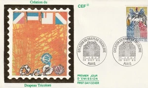 Francia 1990 FDC Diseño De Bandera Tri-Color yt - Imagen 1 de 1