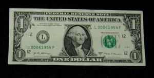 2017 A $1 5-DIGIT FANCY BIRTHDAY SERIAL # L 00061954 F JUNE 1954 JUNE 19 1954 - Picture 1 of 2