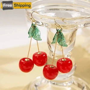 1 Paar modische Kirsche Ohrhänger für Frauen, niedlicher täglicher Schmuck Dekoration - Bild 1 von 4