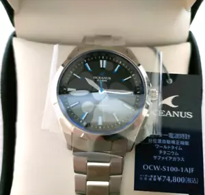 CASIO Oceanus OCW-S100-1AJF Radio Solar Titanium Watch Blue World Time Japan - Picture 1 of 16
