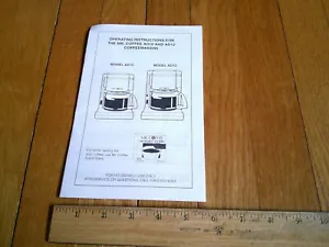 Vintage Mr Coffee Kaffeemaschine AD10 AD12 NUR ANLEITUNG ANLEITUNG Bedienungsanleitung - Bild 1 von 4