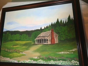 Framed Original Oil Painting Of Country Barn Farmhouse on Canvas Signed by Paula - Picture 1 of 12