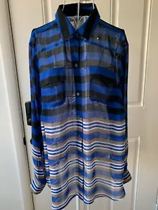 Camicia donna OLD NAVY stampa a righe manica lunga con bottoni taglia 2X - Foto 1 di 13