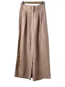 Neu mit Etikett Zara Damenhose Größe Small pfirsichfarben weites Bein hohe Taille plissiert Leinenmischung - Bild 1 von 11