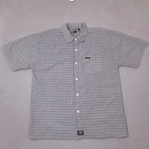Vintage No Fear Button Up Shirt Mens Large Blue 90s Y2K Plaid Skater - Picture 1 of 11