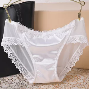 Women Lace Panties Lingerie Soft Silk Satin Underwear Knickers Briefs Plus Siz ~ - Picture 1 of 31