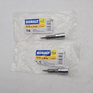 KOBALT 338199-0622 1/4" Drive Torx Bit Socket T8 - Lot of 2 Brand New - Picture 1 of 6
