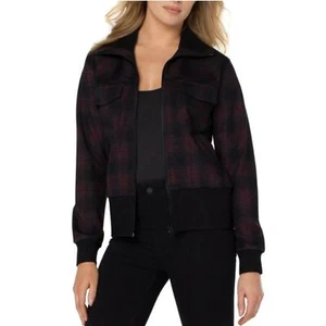 NEW Liverpool Los Angeles Plaid Bomber Zip Up Jacket Size Small Moto Punk Grunge - Picture 1 of 13