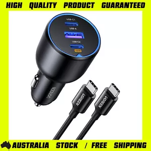 130W USB C Car Charger, 3 Ports PD3.0/QC4.0/PPS, LED Light, with100W USB C Cable - Picture 1 of 12