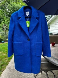 Sam Edelman Royal Blue Faux Shearling Teddy Coat Jacket XL NWT - Picture 1 of 4