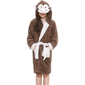 A2Z 4 Kids Super Soft 3D Monkey Animal Hooded Bathrobe Dressing Gown Beach Robe - Picture 1 of 8