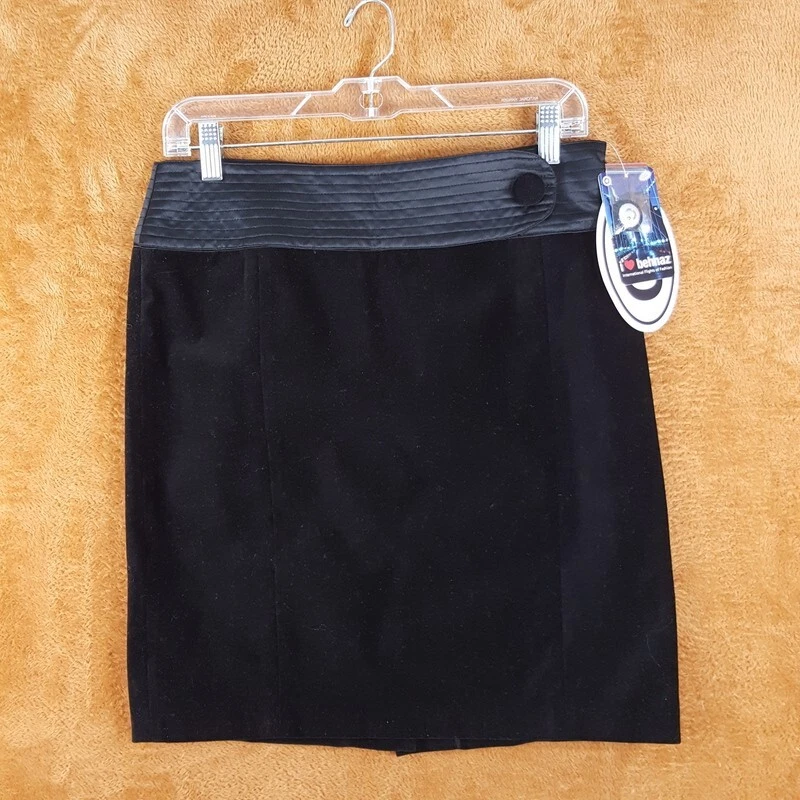 Falda BEHNAZ SARAFPOUR Talla 7 Negra Lápiz Terciopelo Hasta la Rodilla OBJETIVO Foto 1 de 4